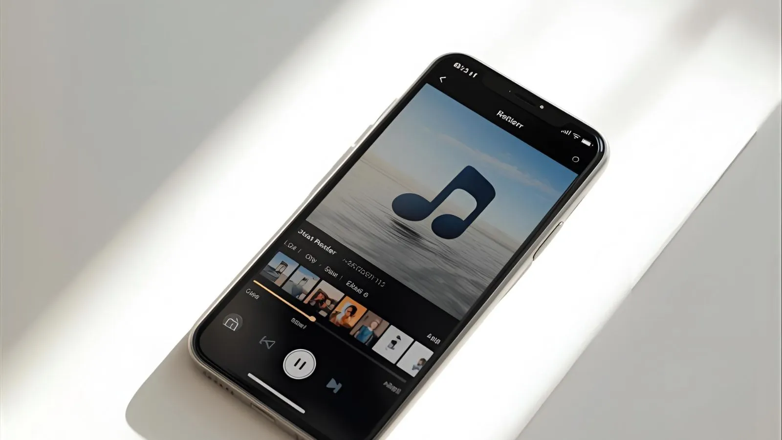 Phone with Reels editor open beside notebook and earbuds.