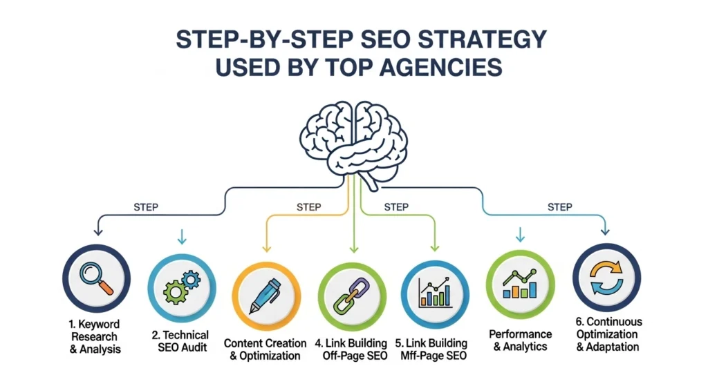 🧠 Step-by-Step SEO Strategy Used by Top Agencies